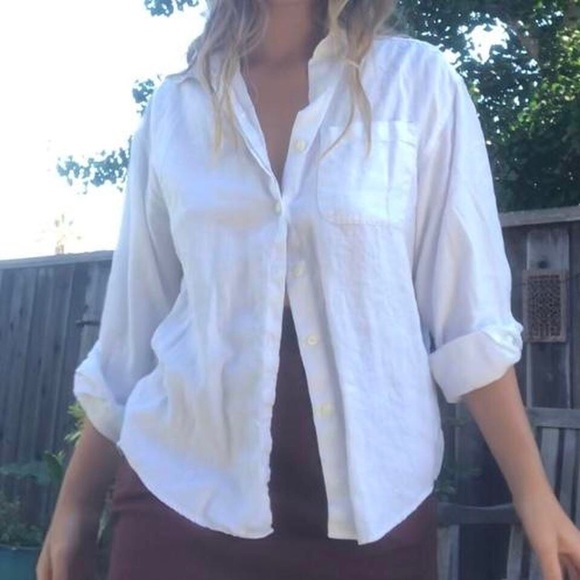 White linen button up shirt Eddie Bauer - Picture 3 of 5